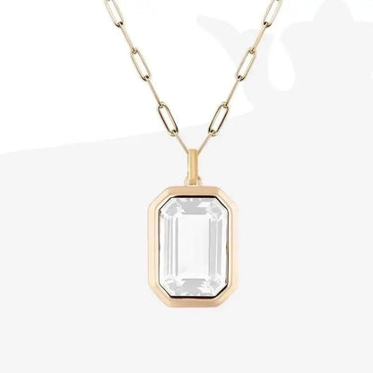 Vintage Style Stainless Steel Zircon Pendant Necklace: Blue - Bria Blair Creative