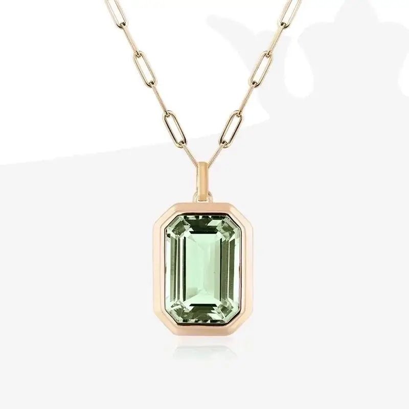 Vintage Style Stainless Steel Zircon Pendant Necklace: Blue - Bria Blair Creative