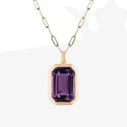 Vintage Style Stainless Steel Zircon Pendant Necklace: Blue - Bria Blair Creative
