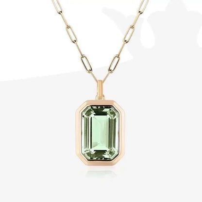 Vintage Style Stainless Steel Zircon Pendant Necklace: White - Bria Blair Creative