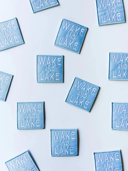 Wake and Lake Light Blue Embroidered Iron On Patch - Bria Blair Creative