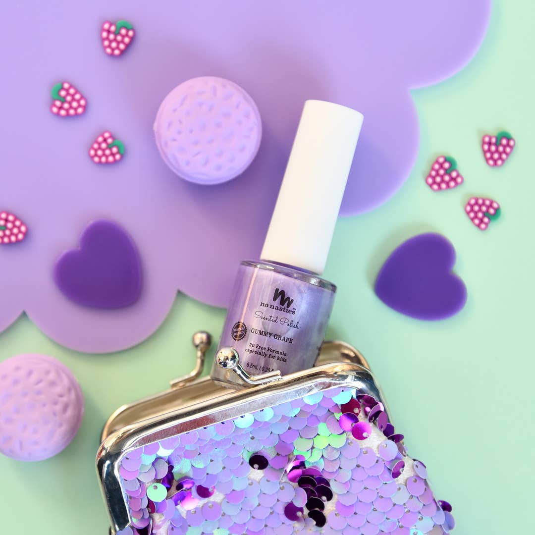 Water Based Scented Scratch Off Kids Nail Polish: Gummy Grape - Purple - Bria Blair Creative