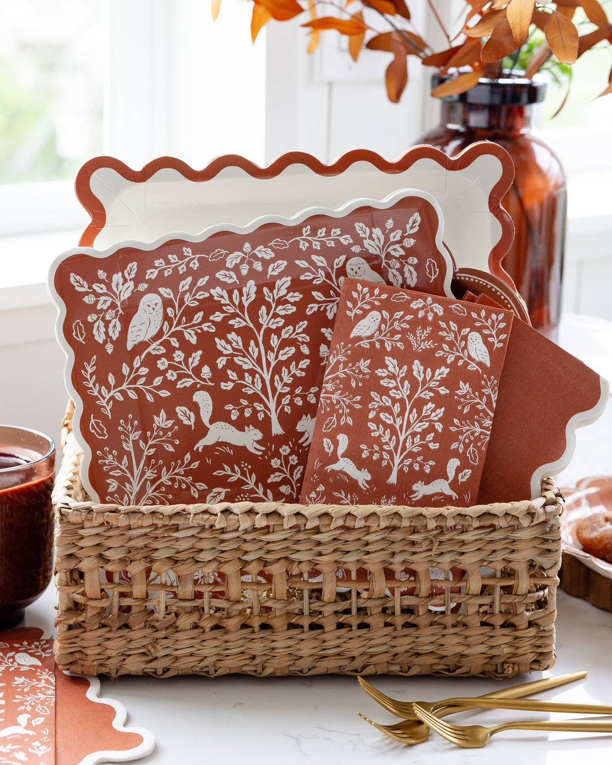 WDT1338 - Rust Ric Rac Dinner Paper Napkins - Bria Blair Creative