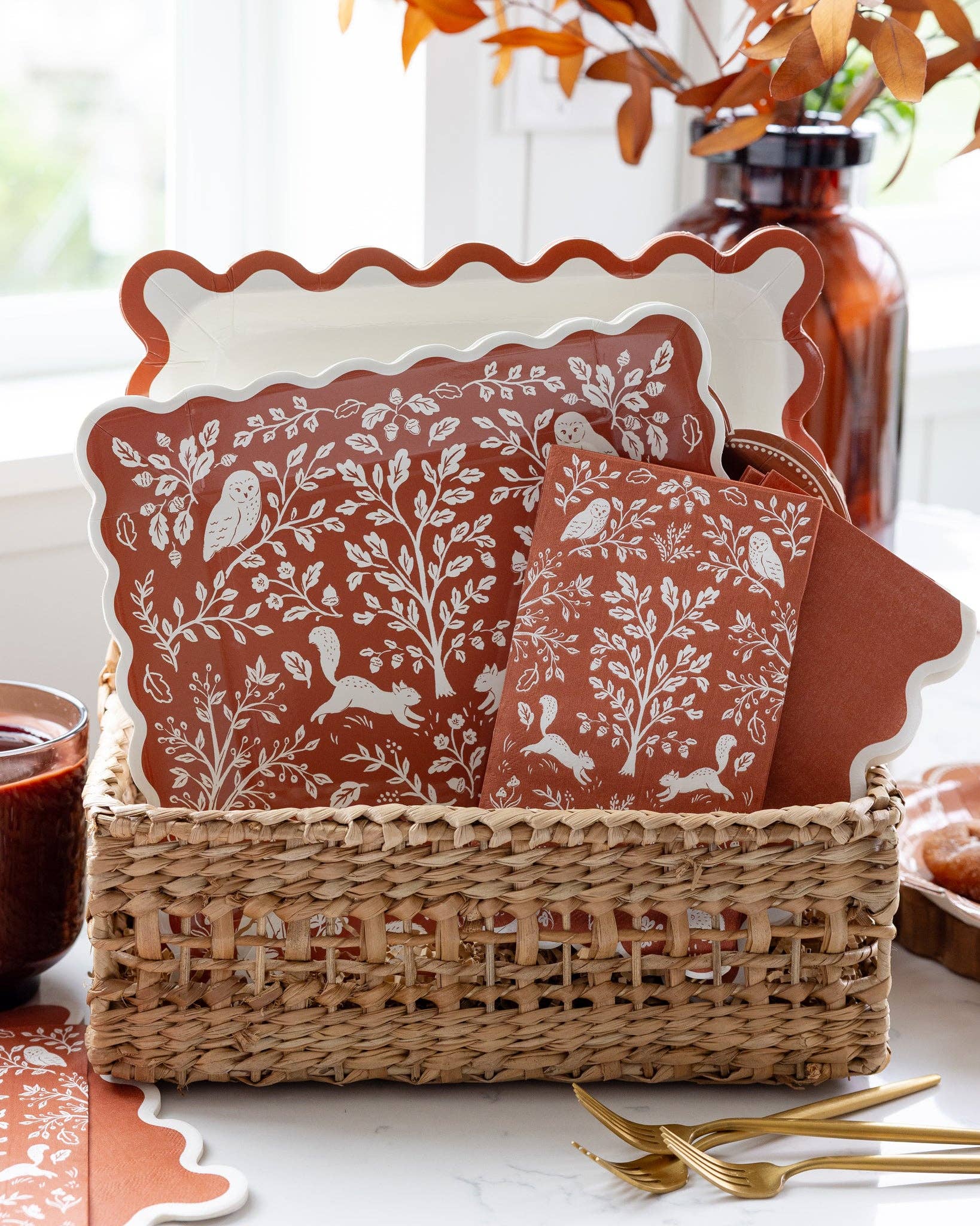 WDT1338 - Rust Ric Rac Dinner Paper Napkins - Bria Blair Creative