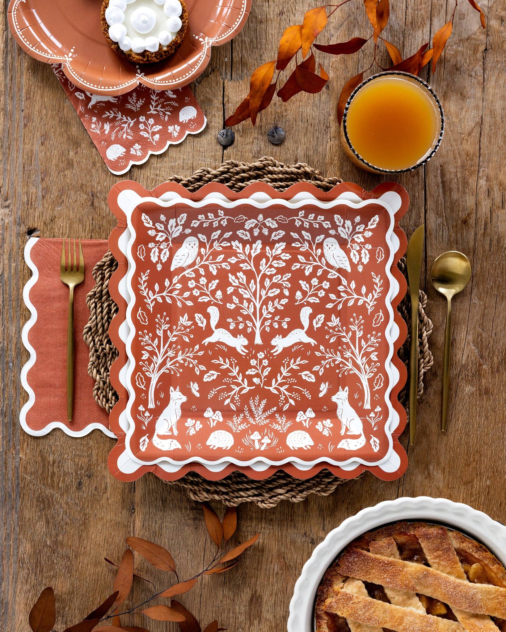 WDT1338 - Rust Ric Rac Dinner Paper Napkins - Bria Blair Creative