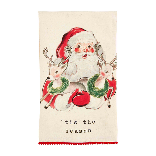 Santa and Reindeer Hand Towel Santa and Reindeer Hand Towel