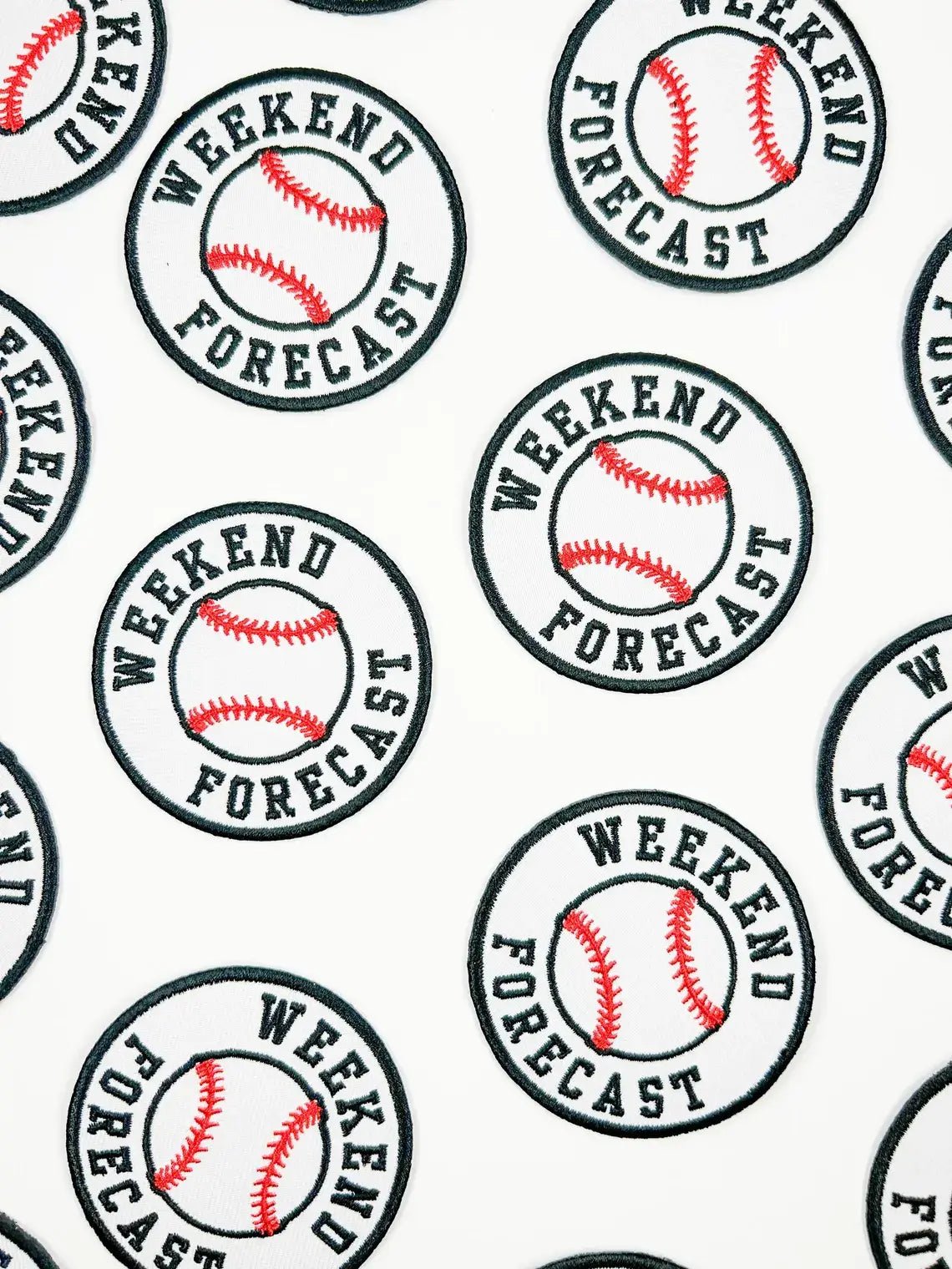 Weekend Forecast Embroidered Iron - On Patch with Baseball - Bria Blair Creative