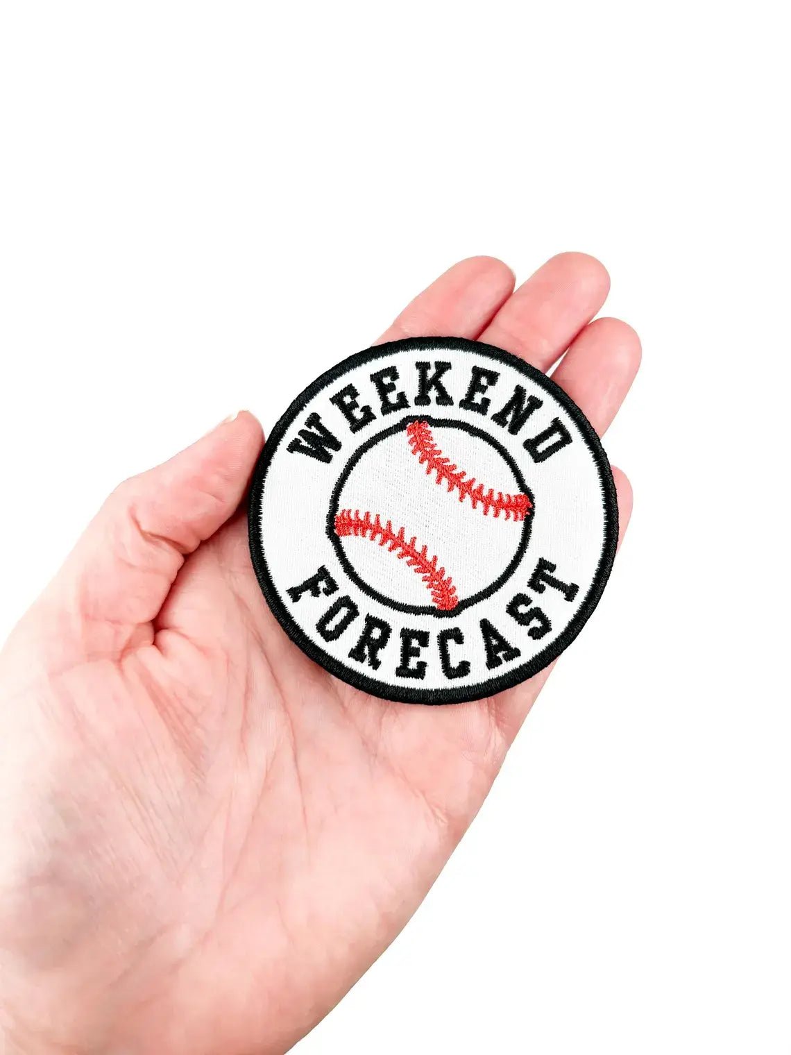 Weekend Forecast Embroidered Iron - On Patch with Baseball - Bria Blair Creative