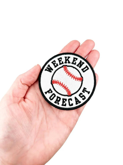 Weekend Forecast Embroidered Iron - On Patch with Baseball - Bria Blair Creative