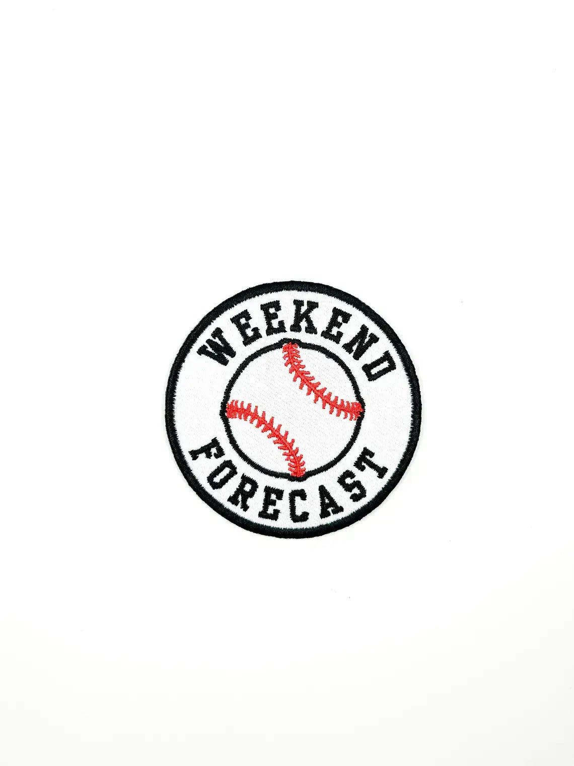 Weekend Forecast Embroidered Iron - On Patch with Baseball - Bria Blair Creative