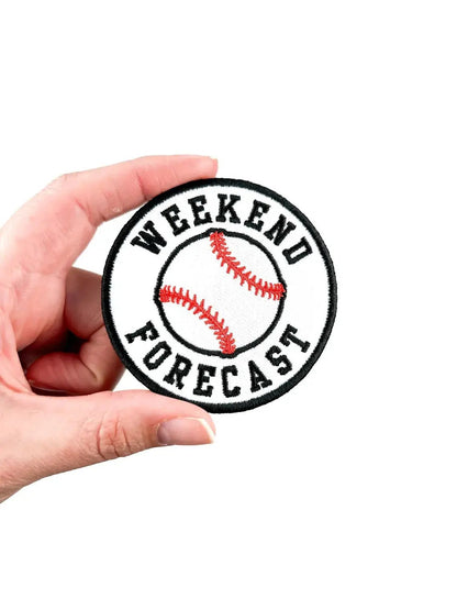 Weekend Forecast Embroidered Iron - On Patch with Baseball - Bria Blair Creative