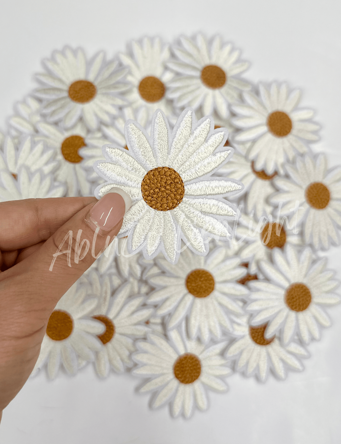 White daisy flower hat filler embroidery patch iron on  - Bria Blair Creative