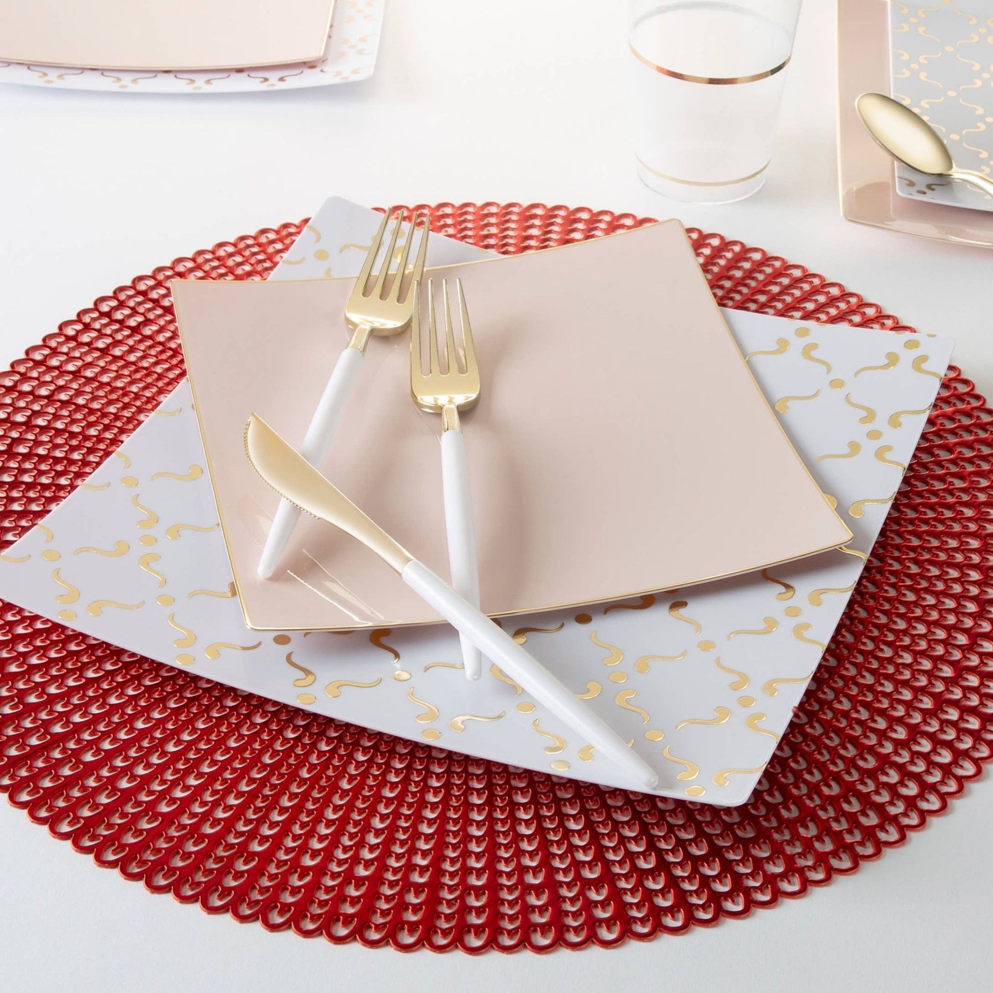 White • Gold Plastic Cutlery Set | 32 Pieces - Bria Blair Creative