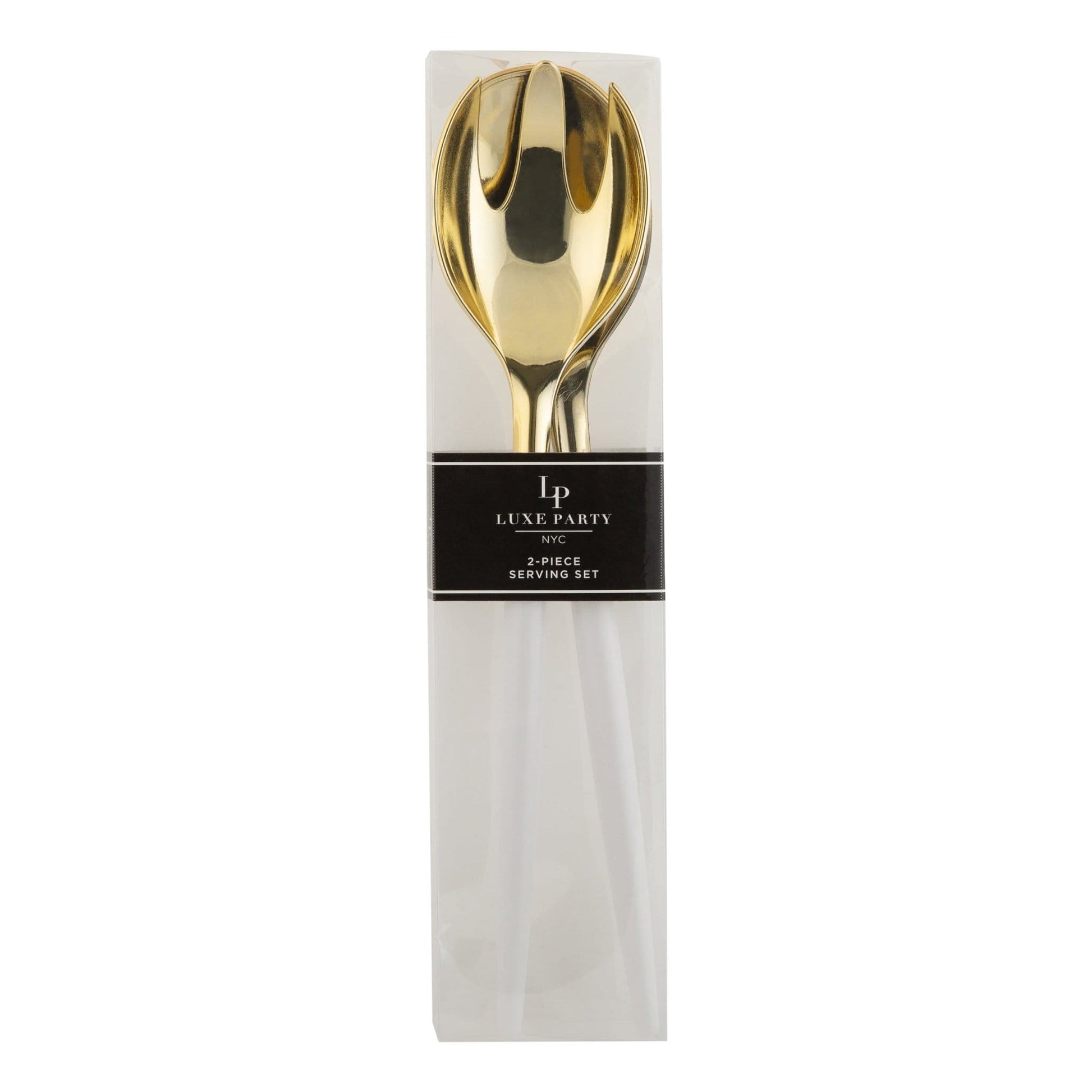White / Gold Plastic Serving Fork • Spoon Set: 1 Spoon 1 Fork - Bria Blair Creative