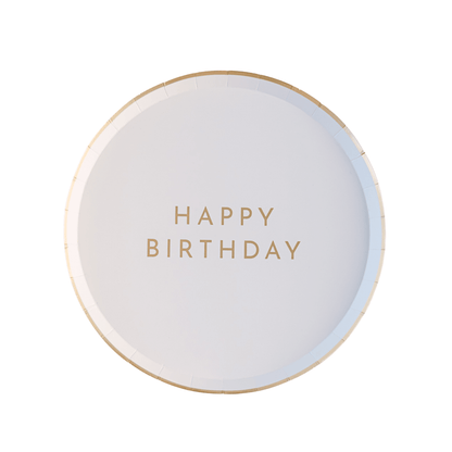WHITE & GOLD SIGNATURE HAPPY BIRTHDAY SMALL PLATES - Bria Blair Creative