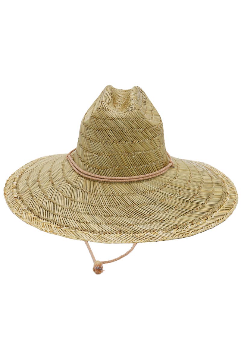 Wide Dome Brim Rush Straw Woven Lifeguard Hat: Natural - Bria Blair Creative