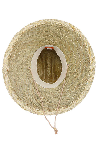 Wide Dome Brim Rush Straw Woven Lifeguard Hat: Natural - Bria Blair Creative