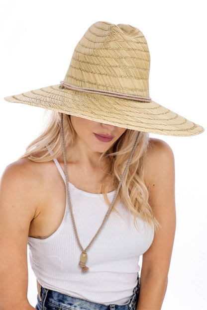 Wide Dome Brim Rush Straw Woven Lifeguard Hat: Natural - Bria Blair Creative