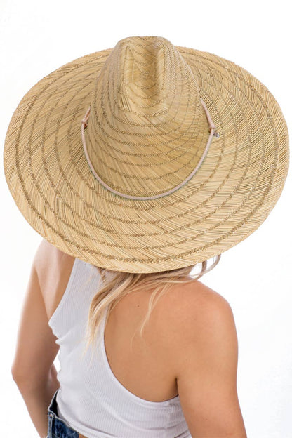 Wide Dome Brim Rush Straw Woven Lifeguard Hat: Natural - Bria Blair Creative