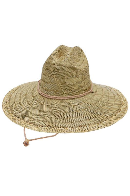 Wide Dome Brim Rush Straw Woven Lifeguard Hat: Natural - Bria Blair Creative