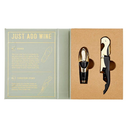 Wine Serving Set Book Box - Just Add Wine: Hand Wash Only / Stainless Steel, Silicone - Bria Blair Creative