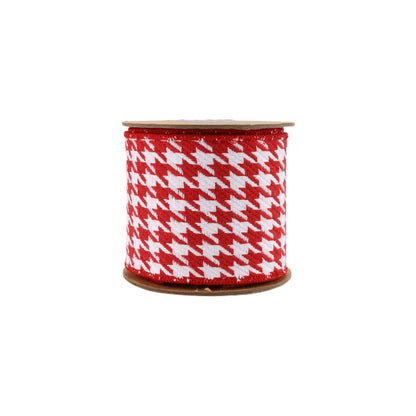 Wired Houndstooth Ribbon with Tafetta Backing, 5 Yard Roll - Bria Blair Creative