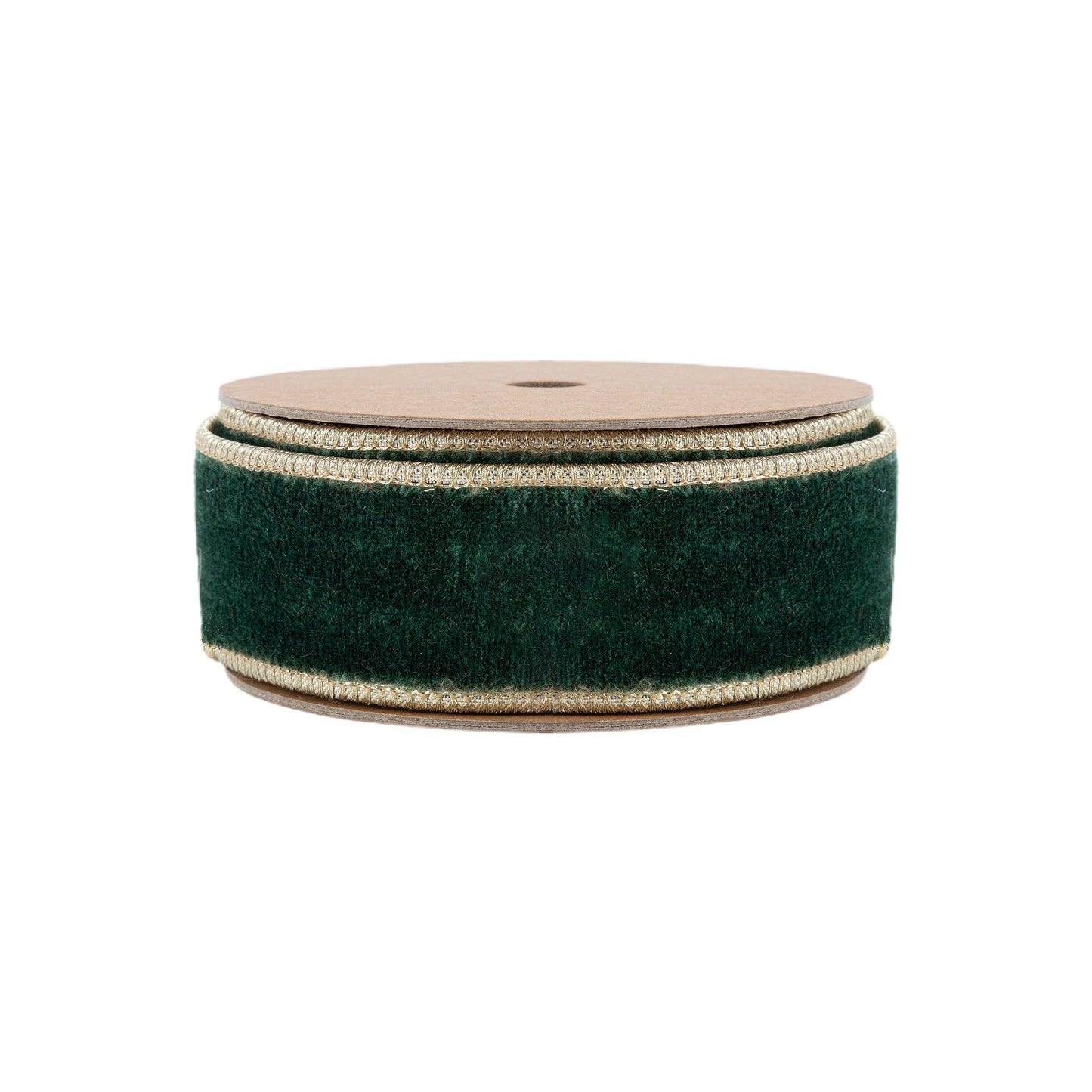Wired Premium Velvet Ribbon Dark Green Gold Backing 10yd - Bria Blair Creative