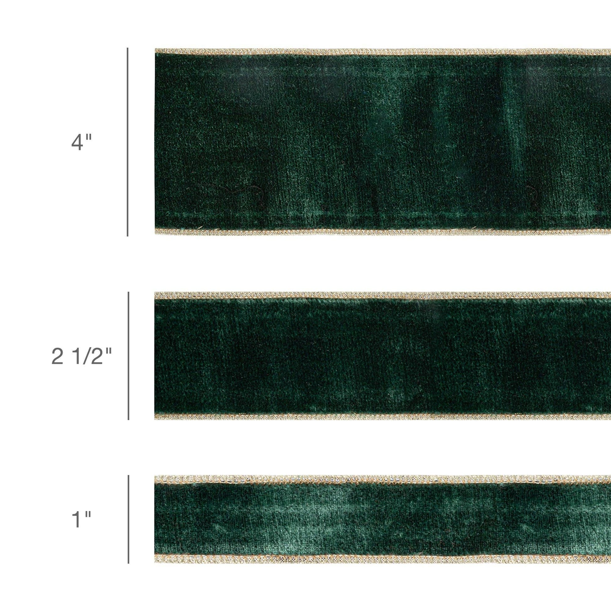 Wired Premium Velvet Ribbon Dark Green Gold Backing 10yd - Bria Blair Creative