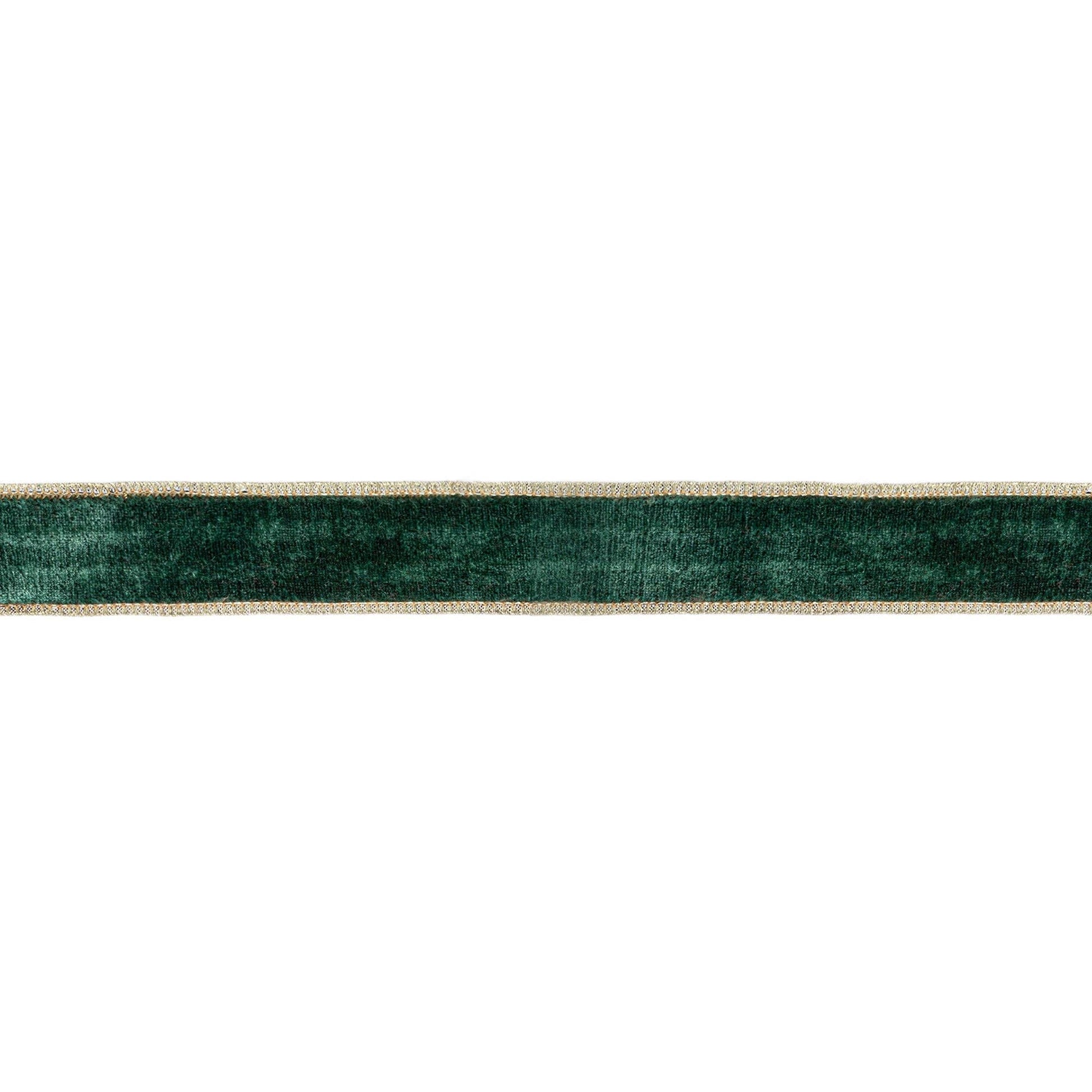 Wired Premium Velvet Ribbon Dark Green Gold Backing 10yd - Bria Blair Creative