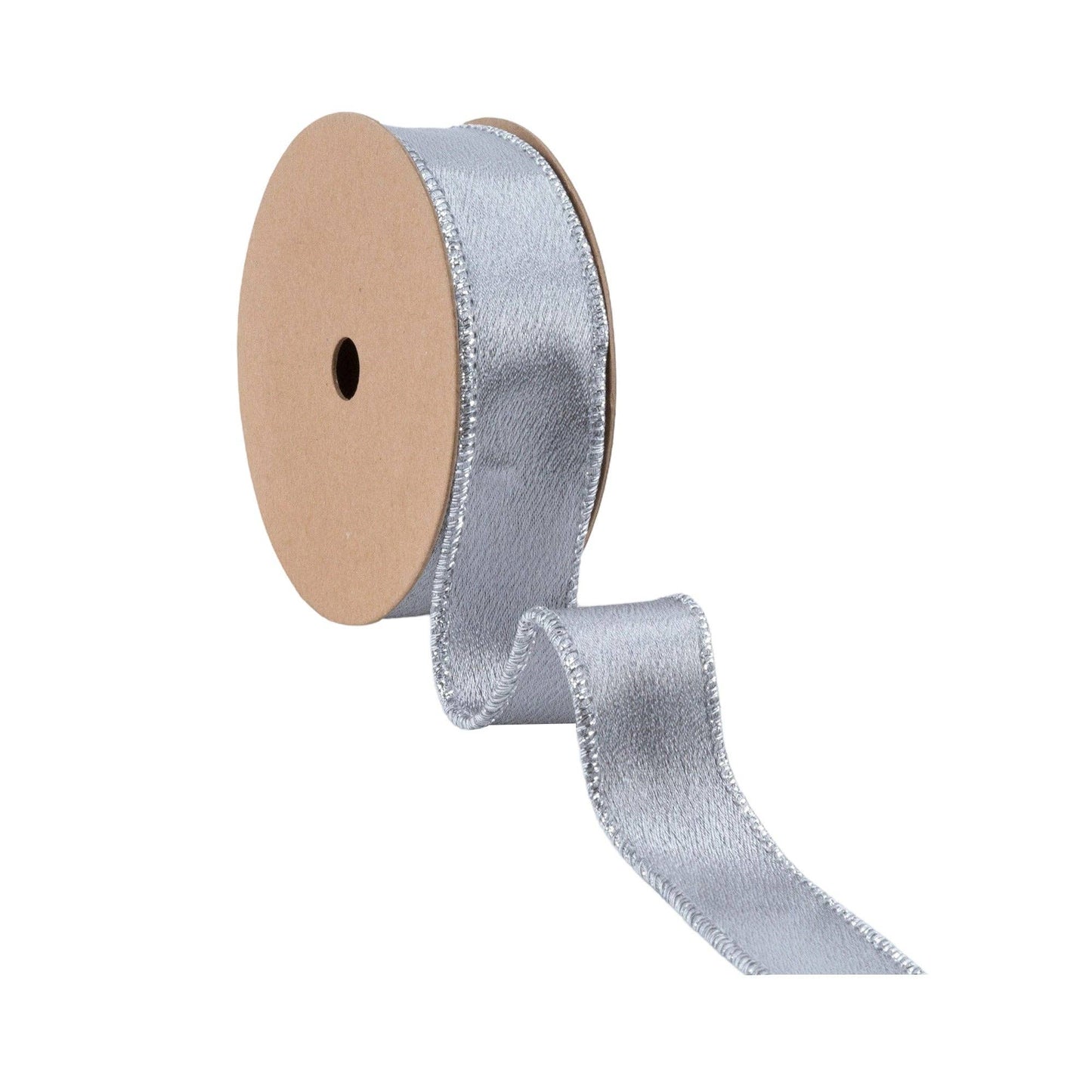 Wired Shimmer Satin Ribbon Silver 10 Yard Roll - Bria Blair Creative