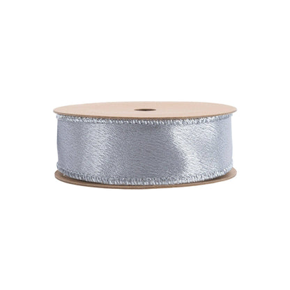 Wired Shimmer Satin Ribbon Silver 10 Yard Roll - Bria Blair Creative