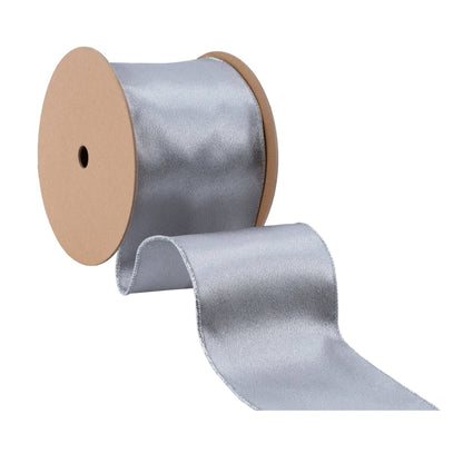 Wired Shimmer Satin Ribbon Silver 10 Yard Roll - Bria Blair Creative