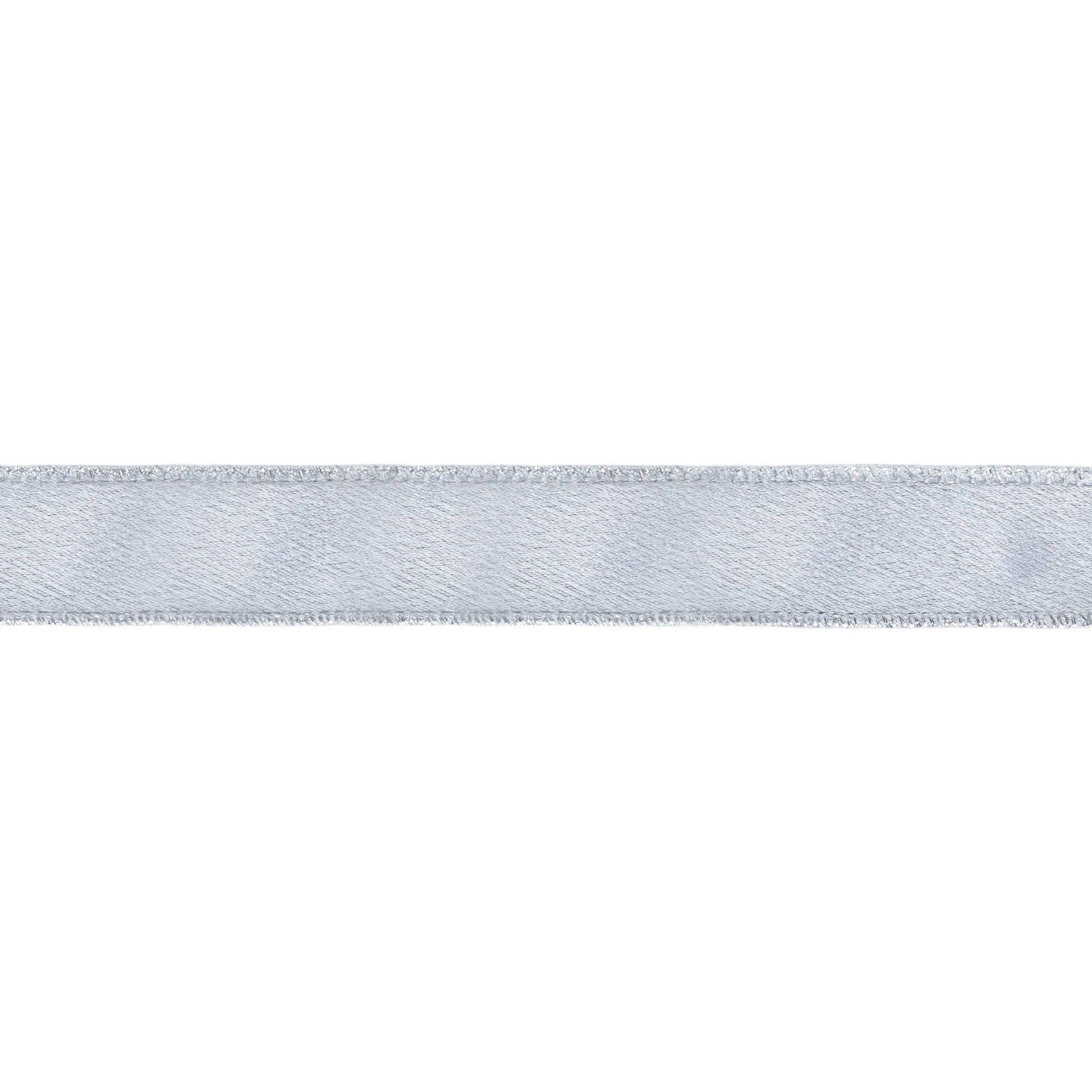 Wired Shimmer Satin Ribbon Silver 10 Yard Roll - Bria Blair Creative