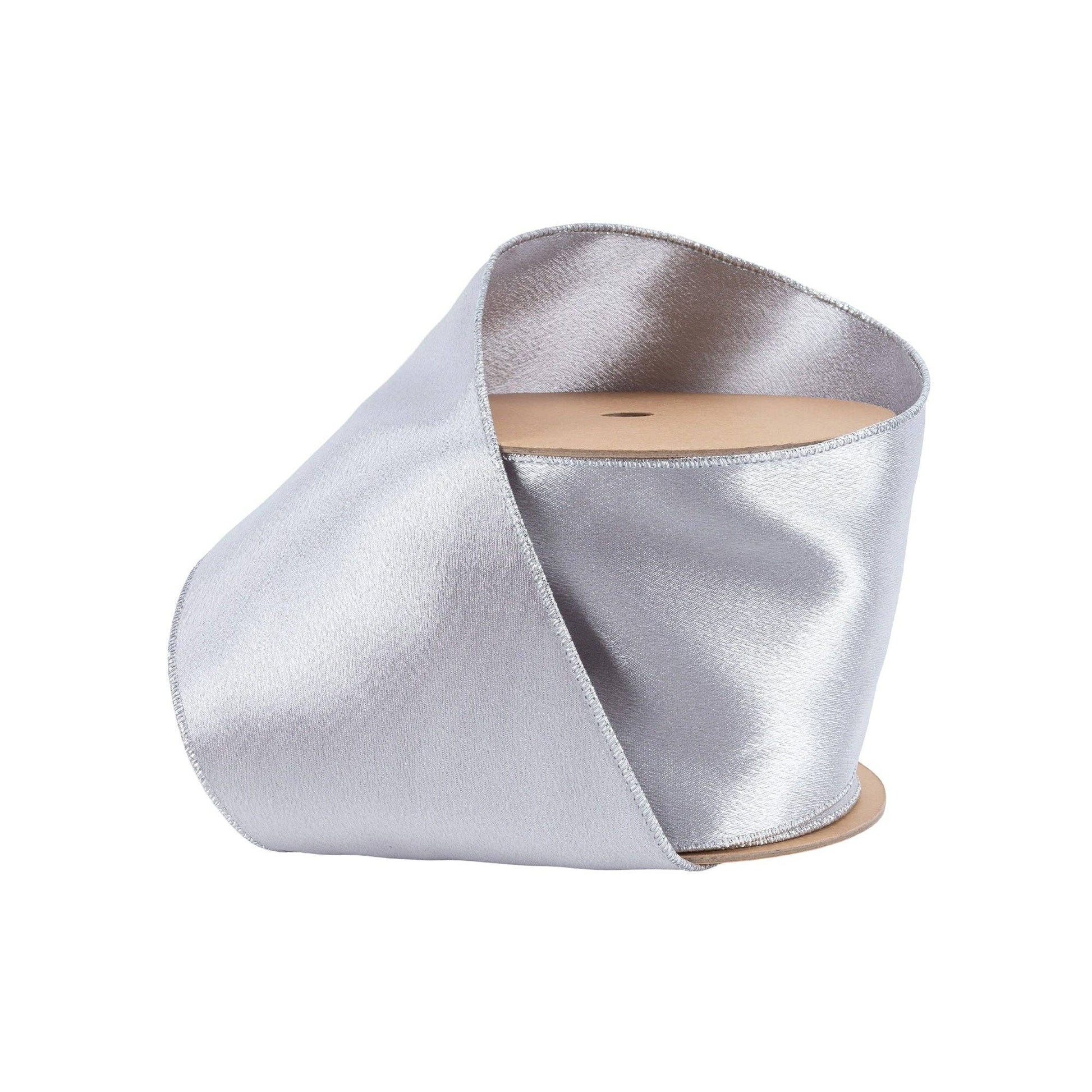 Wired Shimmer Satin Ribbon Silver 10 Yard Roll - Bria Blair Creative