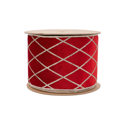 Wired Velvet Ribbon with Glittered Diamond 10yd - Bria Blair Creative