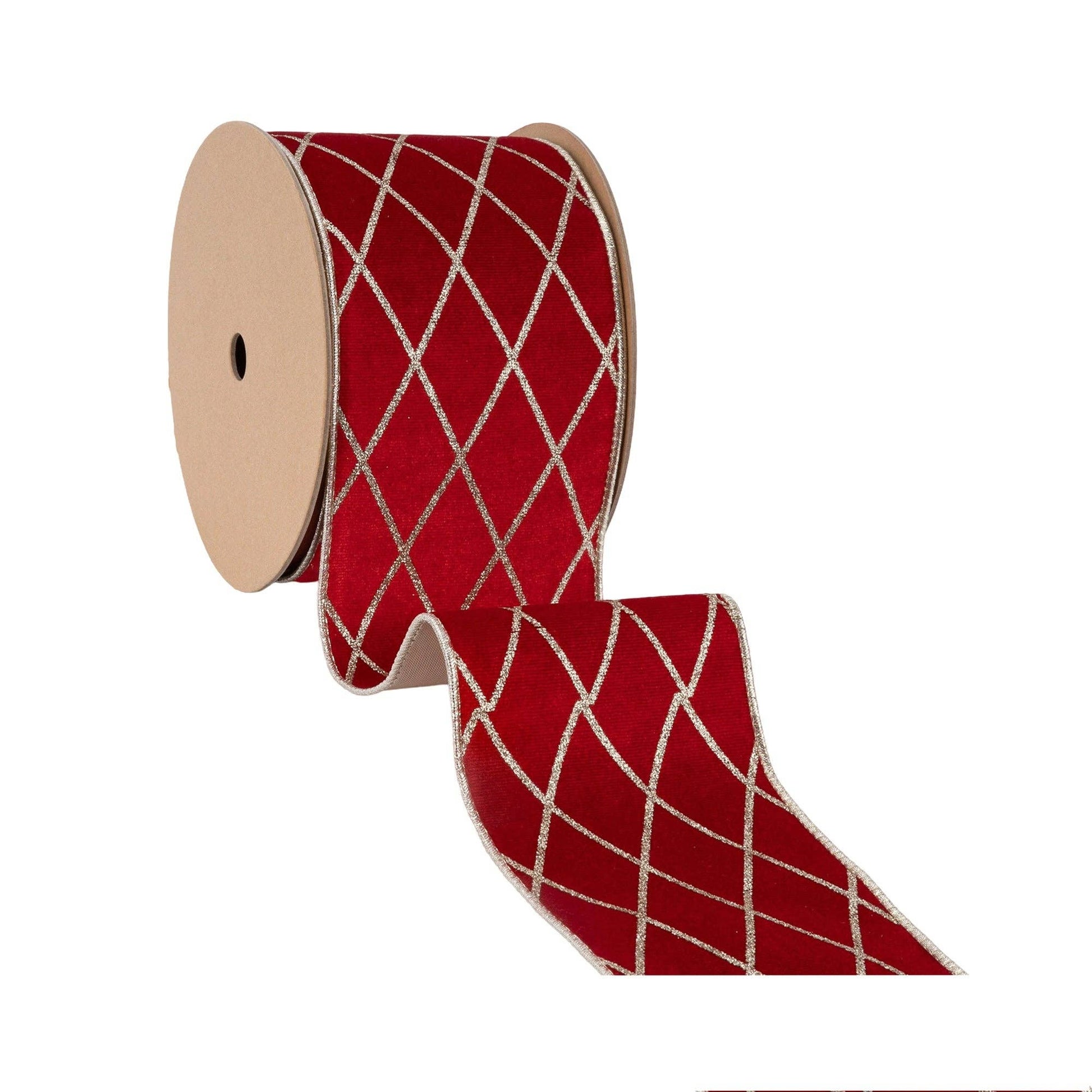 Wired Velvet Ribbon with Glittered Diamond 10yd - Bria Blair Creative