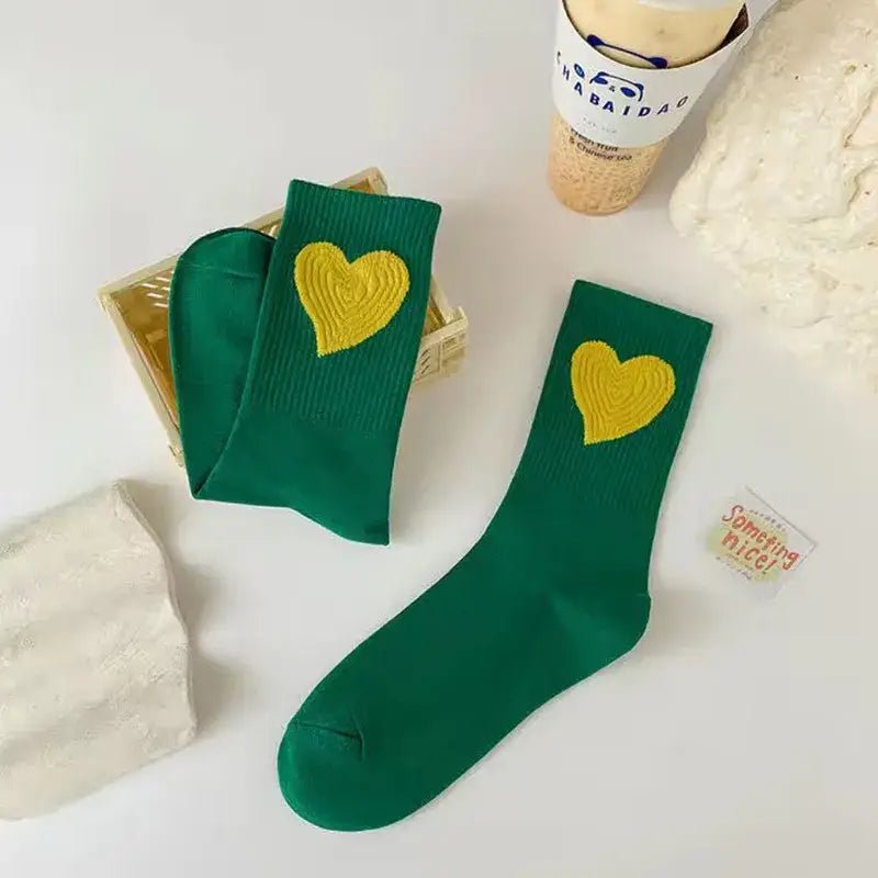 Women's Comfy Heart Socks: Green - Bria Blair Creative