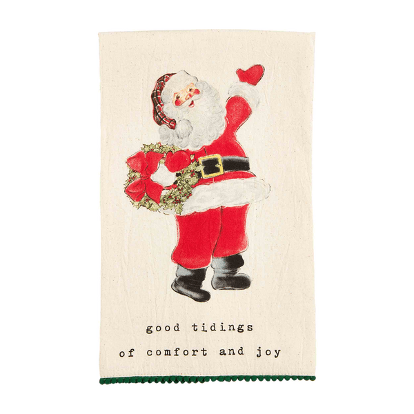 Wreath Santa Hand Towel - Bria Blair Creative