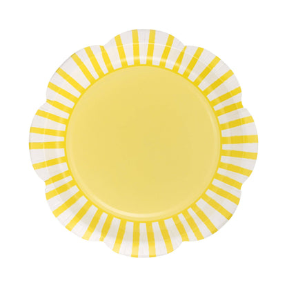 Yellow Striped Scallops 9" Plate - Bria Blair Creative