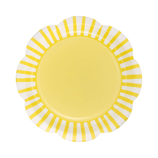 Yellow Striped Scallops 9" Plate - Bria Blair Creative